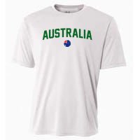 Green Yellow Australia Down Under Team Australia Flag Cooling Performance Crew T-Shirt