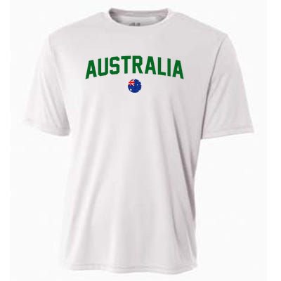 Green Yellow Australia Down Under Team Australia Flag Cooling Performance Crew T-Shirt