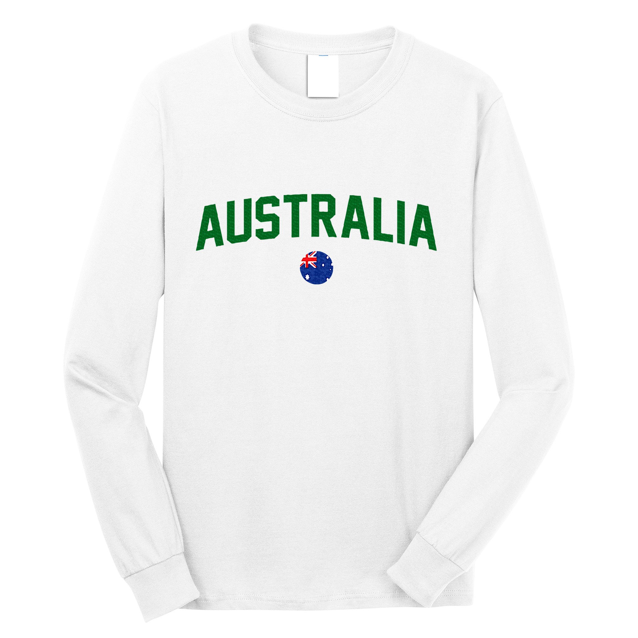 Green Yellow Australia Down Under Team Australia Flag Long Sleeve Shirt