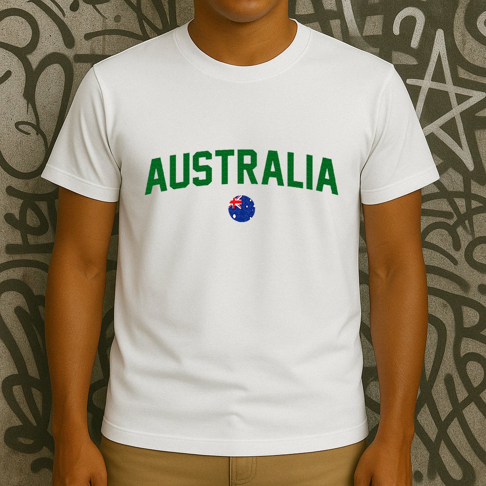 Green Yellow Australia Down Under Team Australia Flag T-Shirt