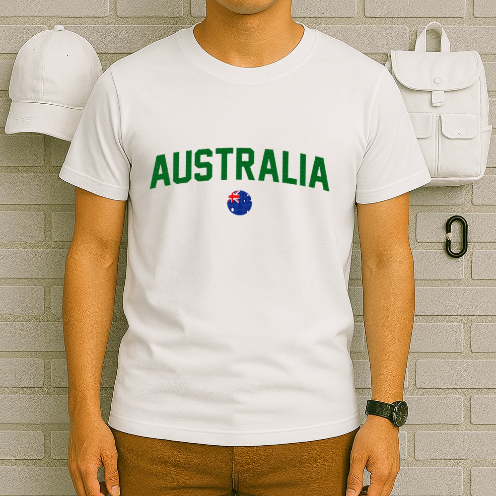Green Yellow Australia Down Under Team Australia Flag T-Shirt