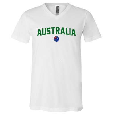 Green Yellow Australia Down Under Team Australia Flag V-Neck T-Shirt