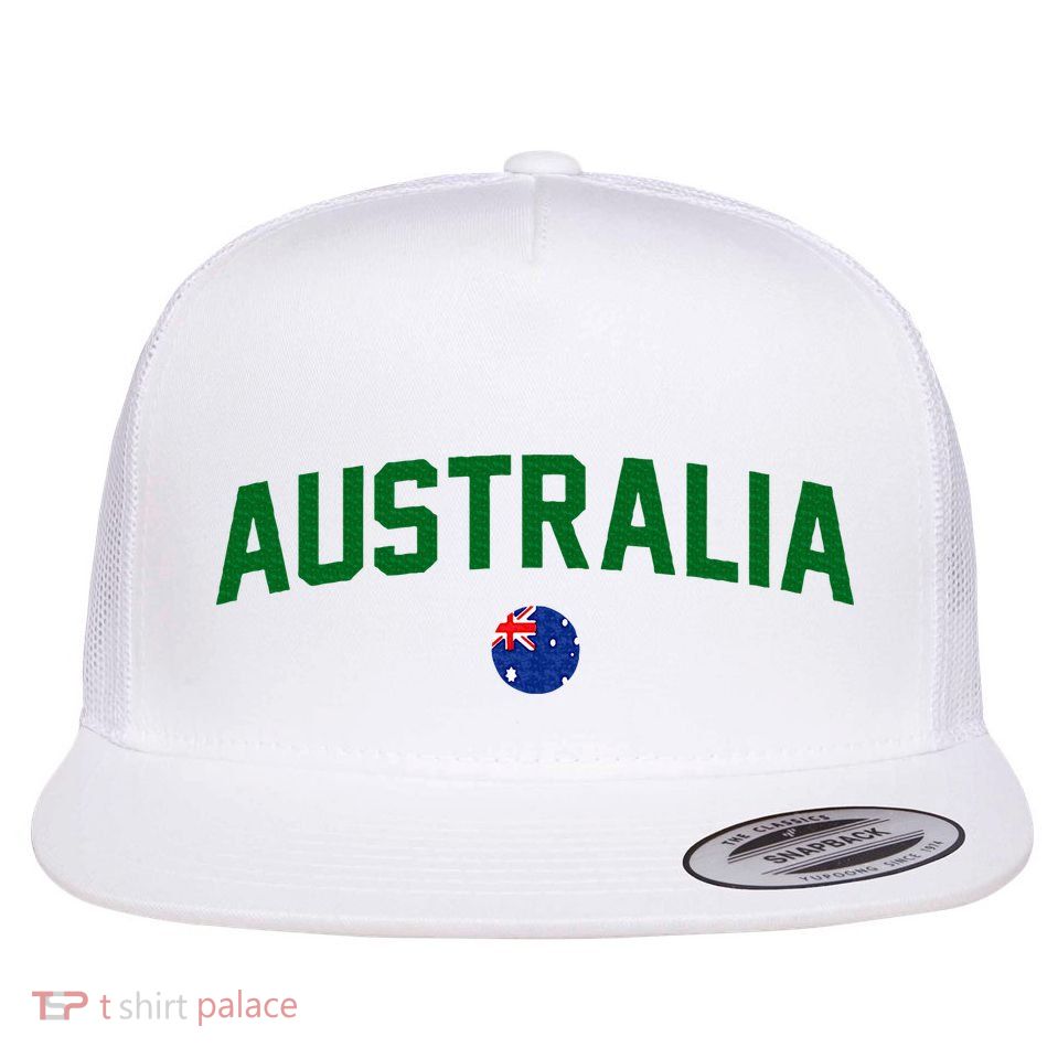 Green Yellow Australia Down Under Team Australia Flag Flatbill Hat
