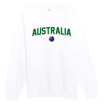 Green Yellow Australia Down Under Team Australia Flag Premium Crewneck Sweatshirt