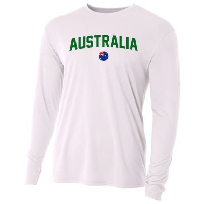 Green Yellow Australia Down Under Team Australia Flag Cooling Performance Long Sleeve Crew