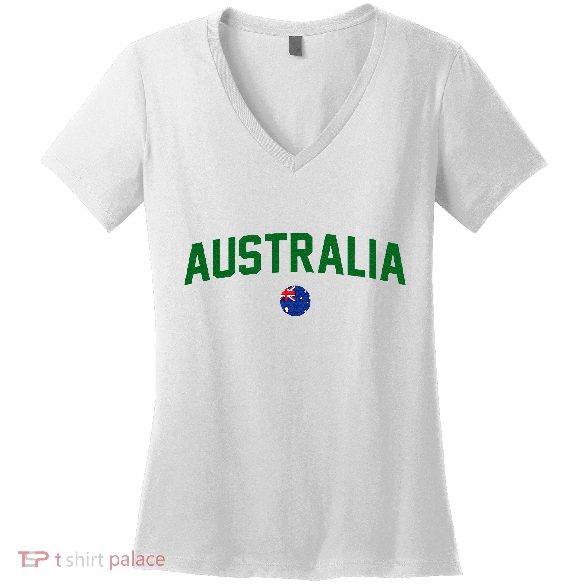 Green Yellow Australia Down Under Team Australia Flag Women's V-Neck T-Shirt