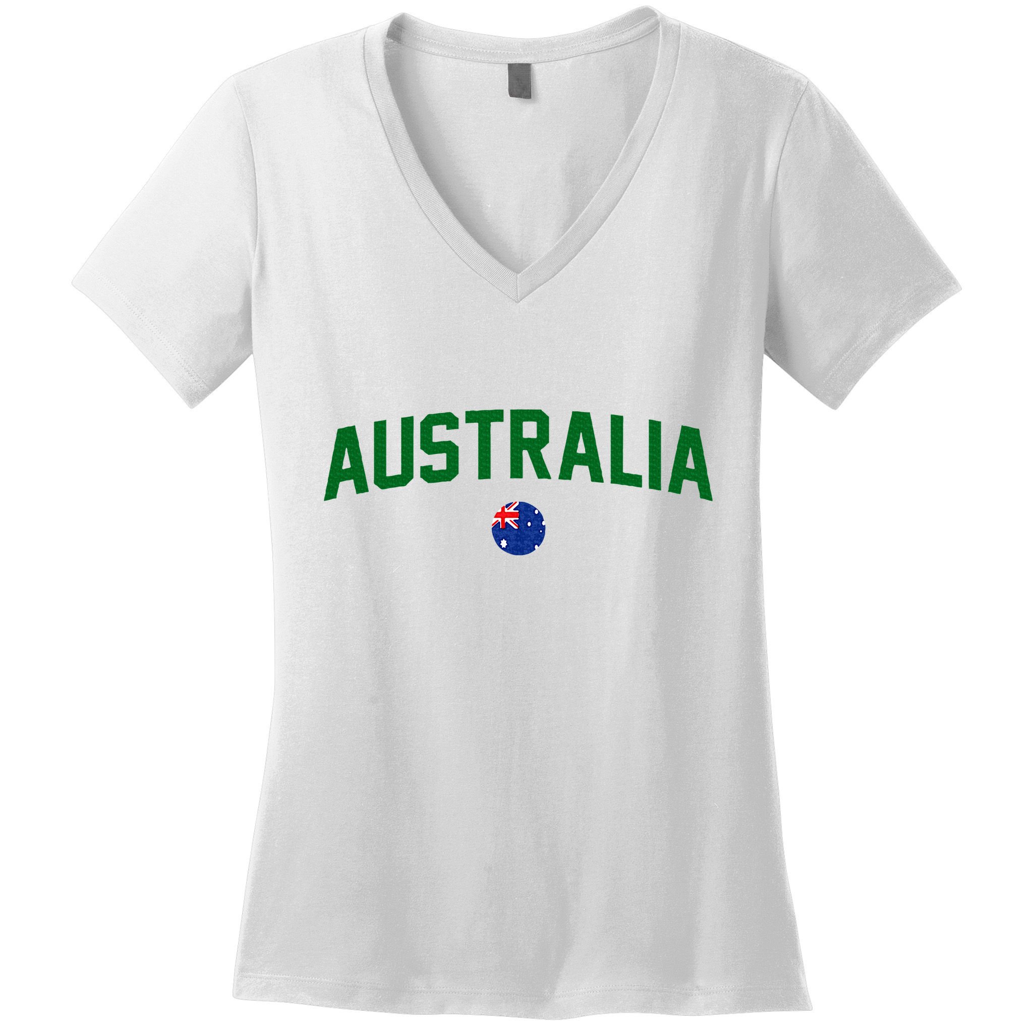 Green Yellow Australia Down Under Team Australia Flag Women's V-Neck T-Shirt