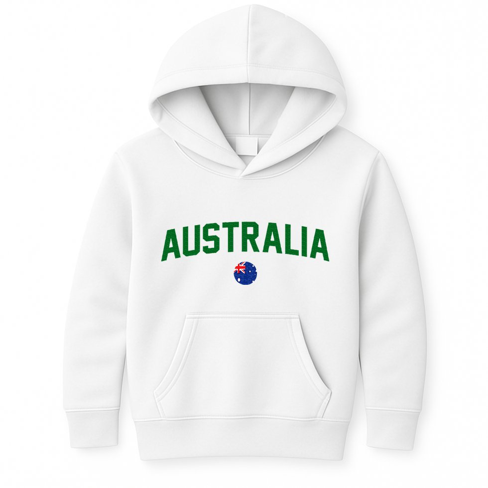Green Yellow Australia Down Under Team Australia Flag Kids Hoodie