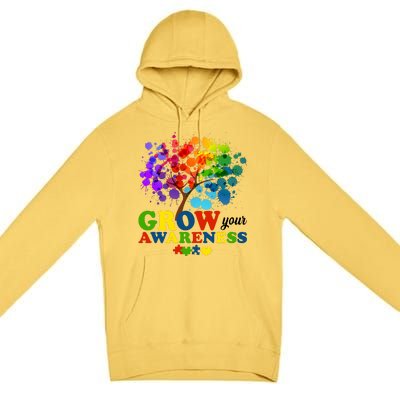 Grow Your Awareness Autism Tree Premium Pullover Hoodie