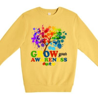 Grow Your Awareness Autism Tree Premium Crewneck Sweatshirt