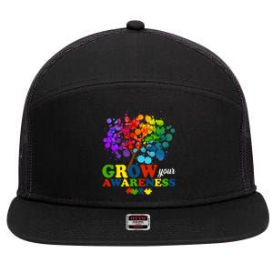 Grow Your Awareness Autism Tree 7 Panel Mesh Trucker Snapback Hat