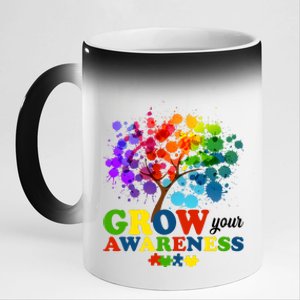 Grow Your Awareness Autism Tree 11oz Black Color Changing Mug