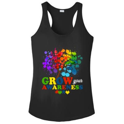 Grow Your Awareness Autism Tree Ladies PosiCharge Competitor Racerback Tank