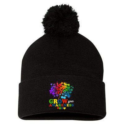 Grow Your Awareness Autism Tree Pom Pom 12in Knit Beanie