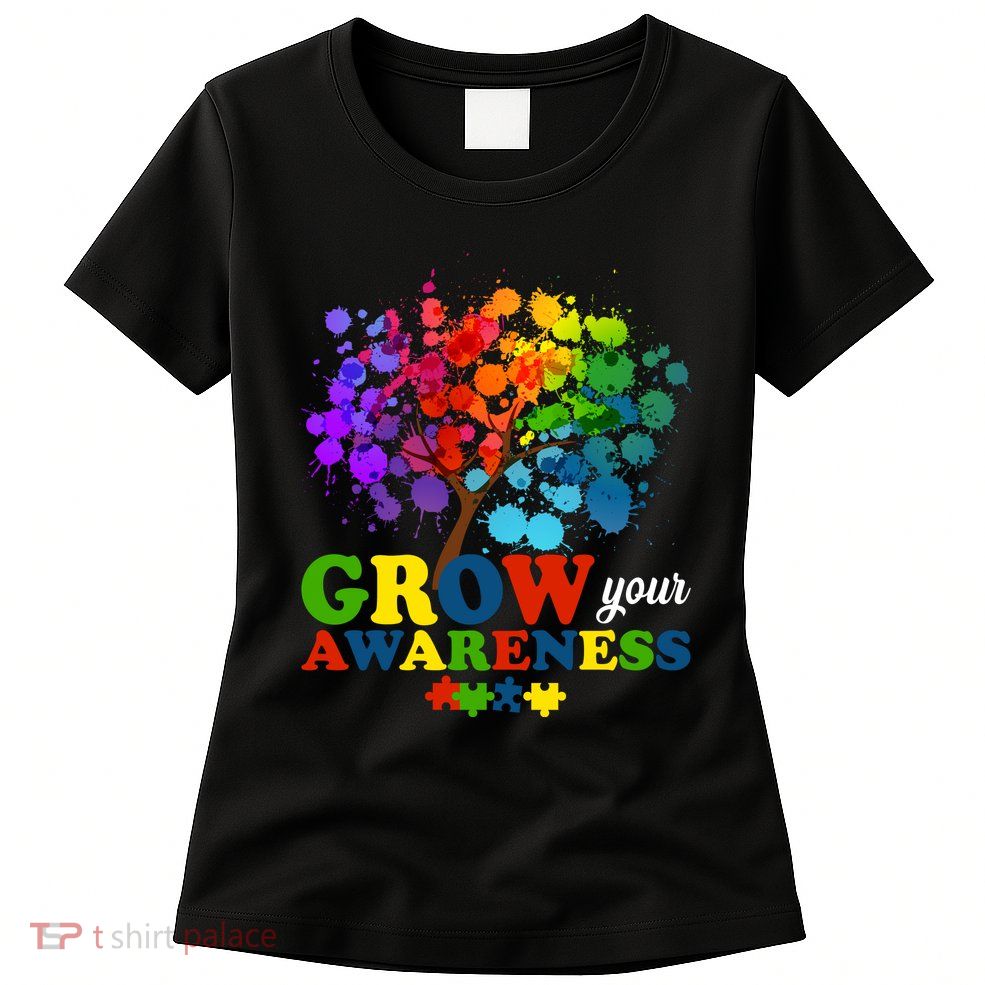 Grow Your Awareness Autism Tree Womens T-Shirt