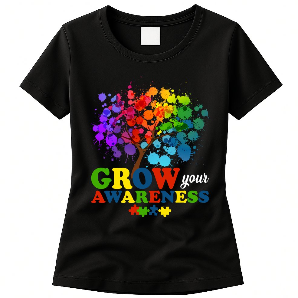 Grow Your Awareness Autism Tree Womens T-Shirt