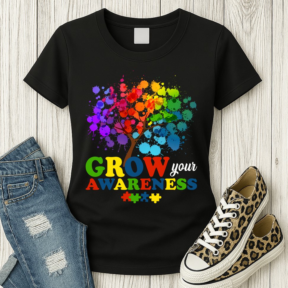 Grow Your Awareness Autism Tree Womens T-Shirt