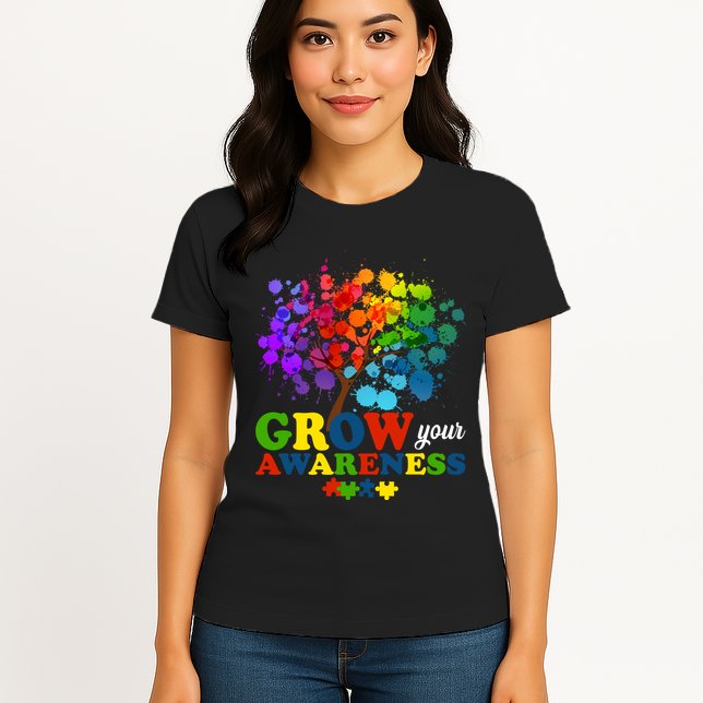 Grow Your Awareness Autism Tree Womens T-Shirt