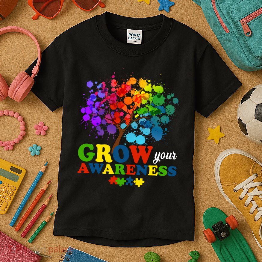Grow Your Awareness Autism Tree Kids T-Shirt