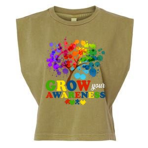 Grow Your Awareness Autism Tree Garment-Dyed Women's Muscle Tee