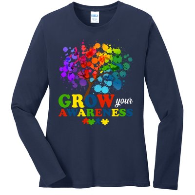 Grow Your Awareness Autism Tree Ladies Long Sleeve Shirt