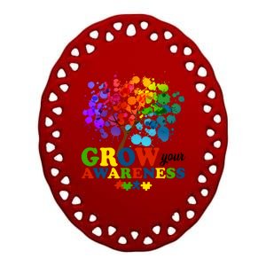 Grow Your Awareness Autism Tree Ceramic Oval Ornament