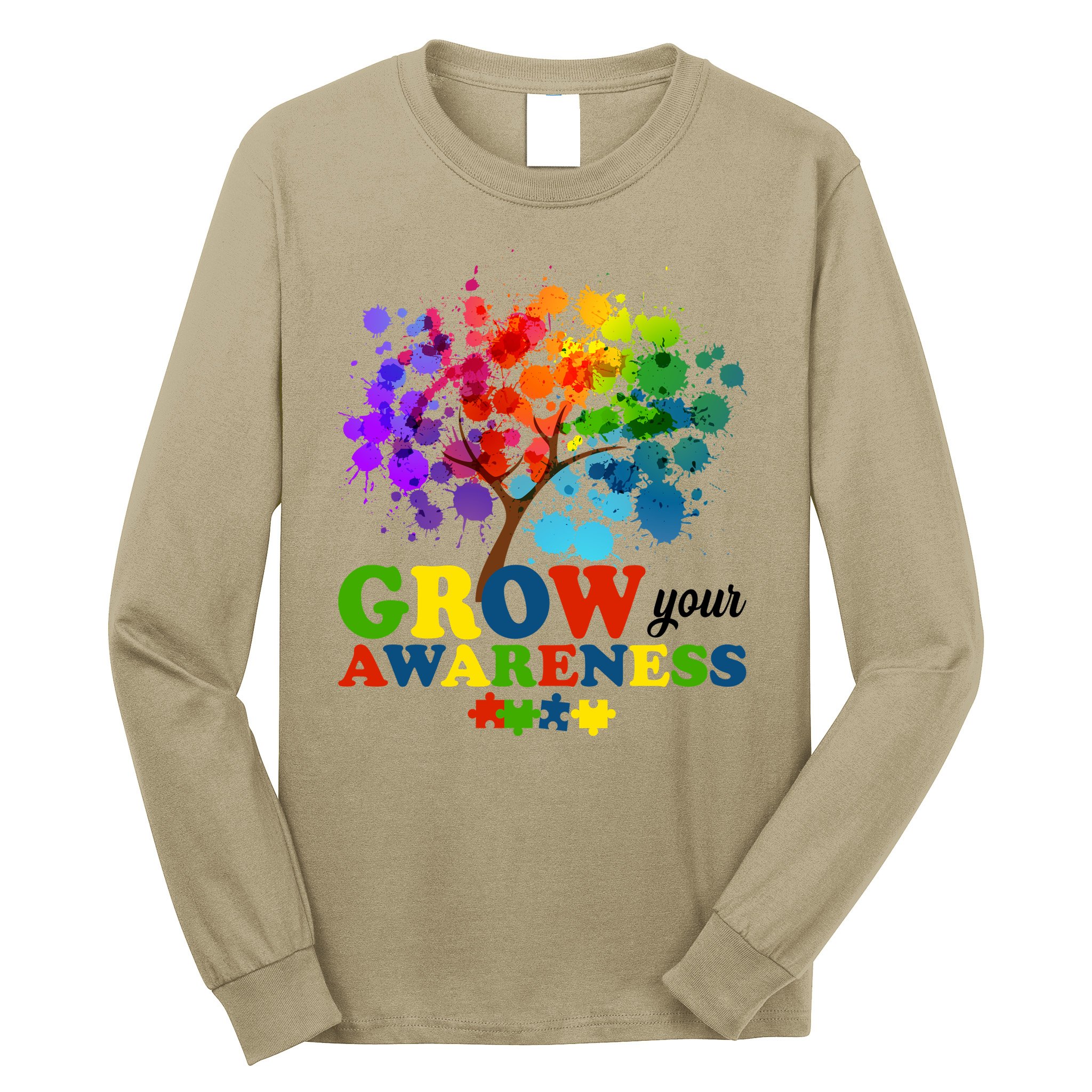 Grow Your Awareness Autism Tree Long Sleeve Shirt