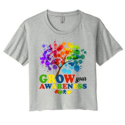 Grow Your Awareness Autism Tree Women's Crop Top Tee