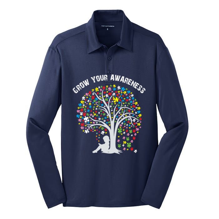 Grow Your Awareness Gift Silk Touch Performance Long Sleeve Polo