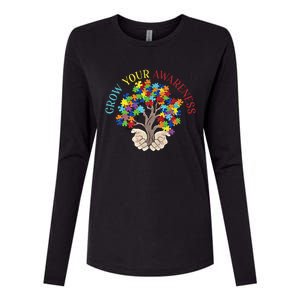 Grow Your Awareness Autism Puzzle Tree Meaningful Gift Womens Cotton Relaxed Long Sleeve T-Shirt