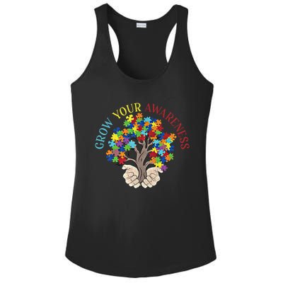 Grow Your Awareness Autism Puzzle Tree Meaningful Gift Ladies PosiCharge Competitor Racerback Tank