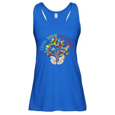 Grow Your Awareness Autism Puzzle Tree Meaningful Gift Ladies Essential Flowy Tank