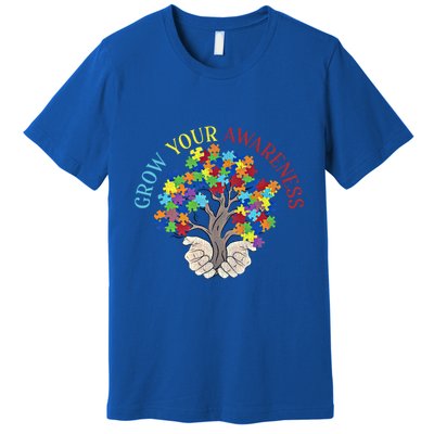Grow Your Awareness Autism Puzzle Tree Meaningful Gift Premium T-Shirt