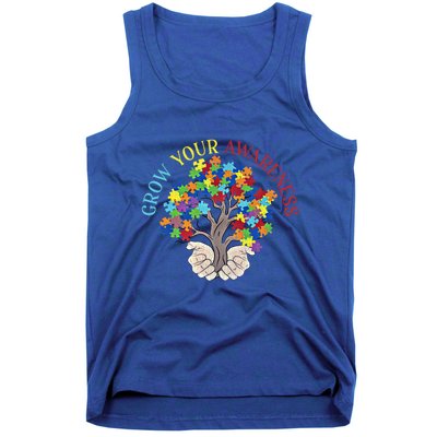 Grow Your Awareness Autism Puzzle Tree Meaningful Gift Tank Top