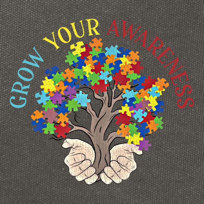 Grow Your Awareness Autism Puzzle Tree Meaningful Gift Cotton Canvas Backpack