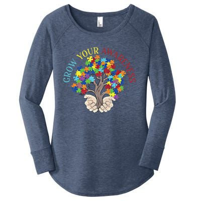 Grow Your Awareness Autism Puzzle Tree Meaningful Gift Women's Perfect Tri Tunic Long Sleeve Shirt