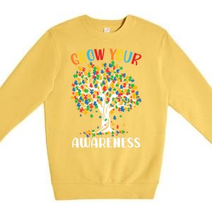 Grow Your Awareness Autism Tree Puzzle Gift Premium Crewneck Sweatshirt