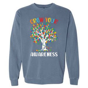 Grow Your Awareness Autism Tree Puzzle Gift Garment-Dyed Sweatshirt