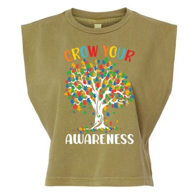 Grow Your Awareness Autism Tree Puzzle Gift Garment-Dyed Women's Muscle Tee