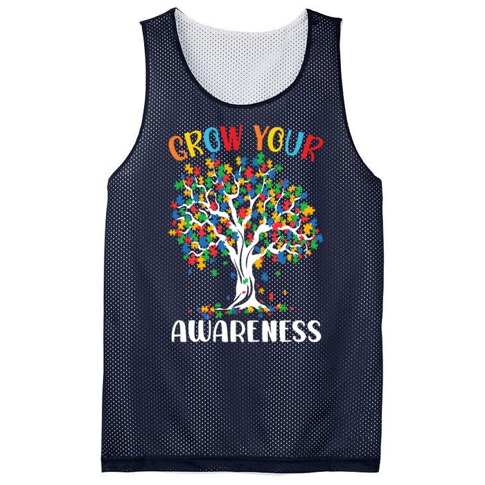 Grow Your Awareness Autism Tree Puzzle Gift Mesh Reversible Basketball Jersey Tank