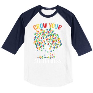 Grow Your Awareness Autism Tree Puzzle Gift Baseball Sleeve Shirt