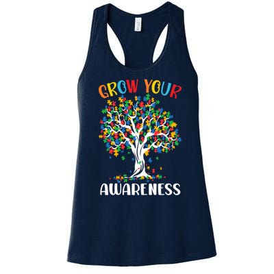 Grow Your Awareness Autism Tree Puzzle Gift Women's Racerback Tank