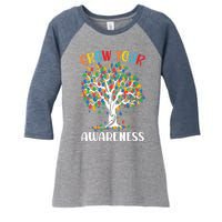 Grow Your Awareness Autism Tree Puzzle Gift Women's Tri-Blend 3/4-Sleeve Raglan Shirt