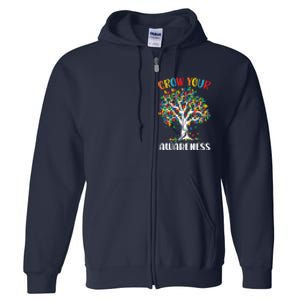 Grow Your Awareness Autism Tree Puzzle Gift Full Zip Hoodie