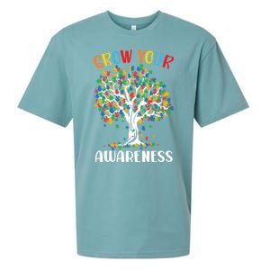 Grow Your Awareness Autism Tree Puzzle Gift Sueded Cloud Jersey T-Shirt