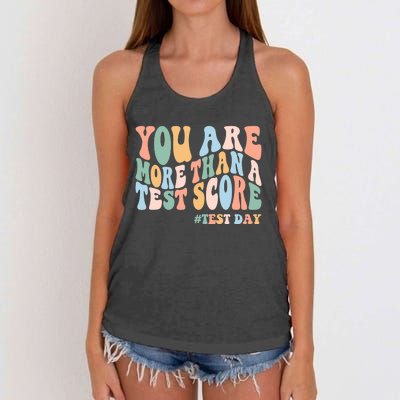 Groovy You Are More Than A Test Score Teacher Testing Day Women's Knotted Racerback Tank