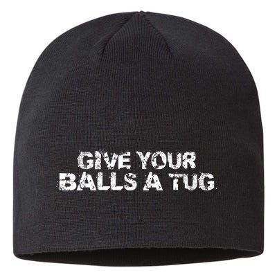 Give Your Balls A Tug Funny Hockey Trash Talk Gag Gift Sustainable Beanie
