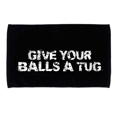Give Your Balls A Tug Funny Hockey Trash Talk Gag Gift Microfiber Hand Towel