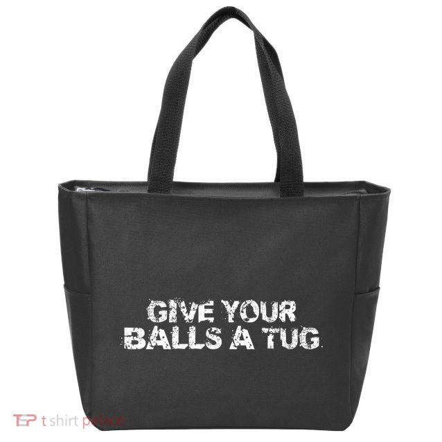 Give Your Balls A Tug Funny Hockey Trash Talk Gag Gift Zip Tote Bag