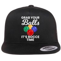 Grab Your Balls It's Bocce Time, Bocce Flat Bill Trucker Hat